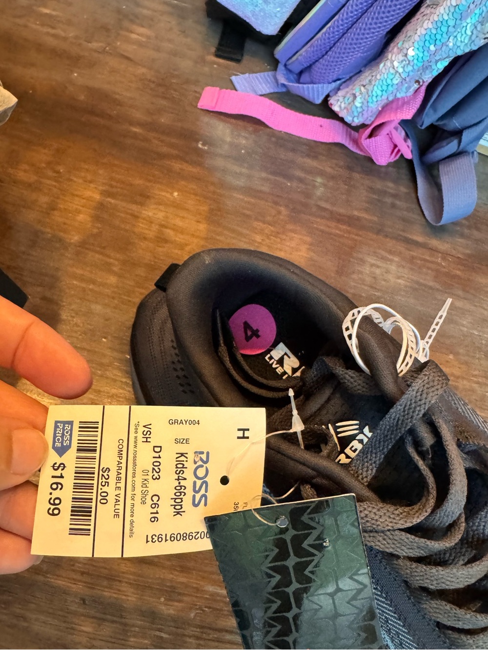 RBX Kids Black and Gray Sneakers
